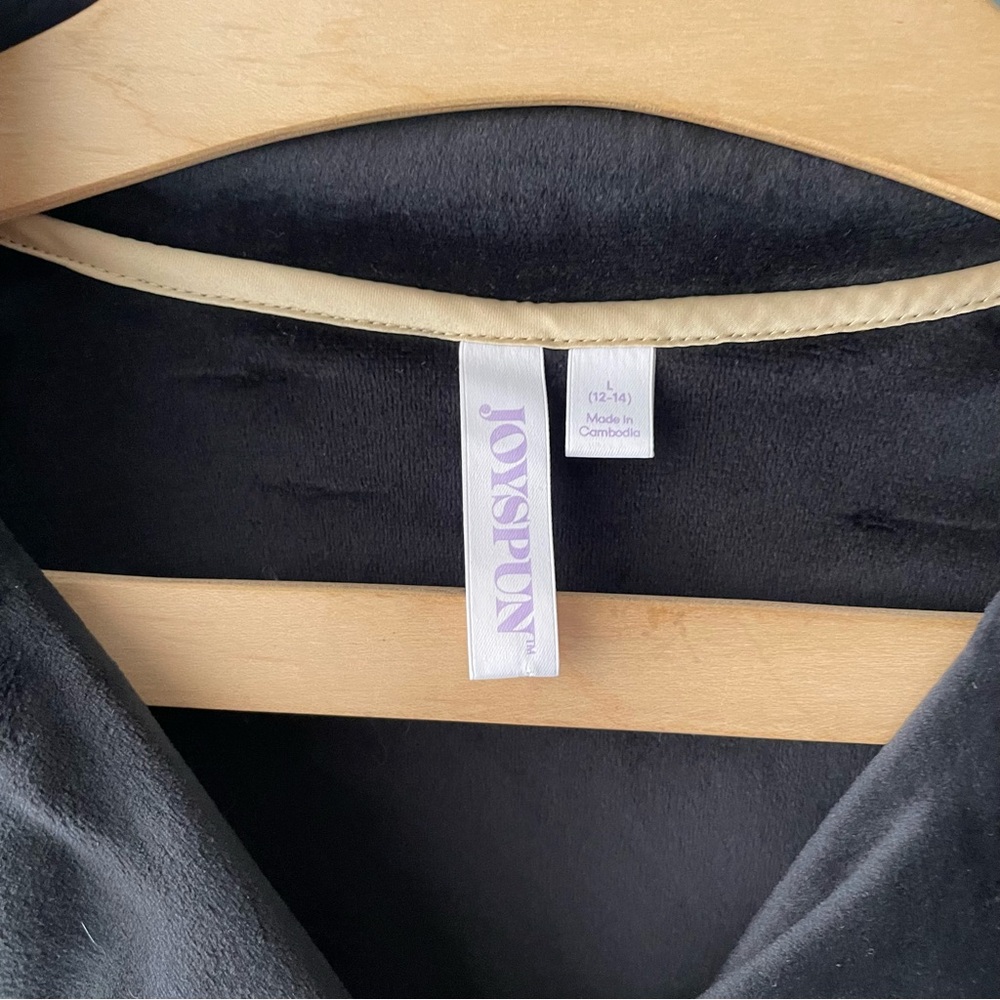 🌱5/$25🌱 JoyLab | Black Velvety/Fleece Button-Down Pajama Top - Picture 5 of 6